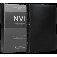 Bíblia Sagrada NVI, Letra Grande, Couro legítimo preto, Leitura Perfeita, Premier Collection | Com letras de Jesus em azul e referências cruzadas