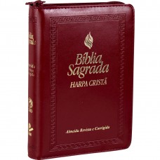 Bíblia Sagrada Letra Maior com Harpa Cristã e Fonte de Bênçãos - Capa Vinho com zíper