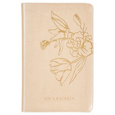 The Purpose Book: Bíblia Sagrada, A21, Capa luxo bege, Flores