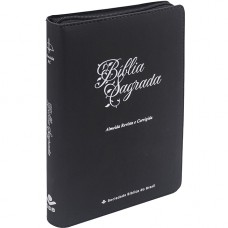 Bíblia Sagrada ARC, Letra Gigante, com palavras de Jesus destacadas, com zíper, Tamanho Grande, Capa Couro Sintético Preta