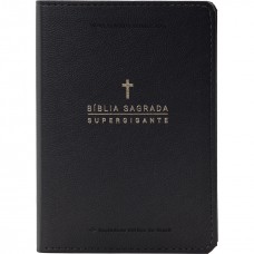Bíblia Sagrada NAA, Letra Supergigante, com palavras de Jesus destacadas, com mapa, Capa Couro Sintético Preta