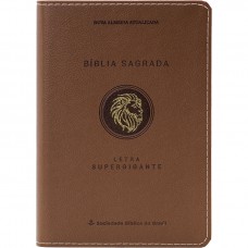 Bíblia Sagrada NAA, Letra Supergigante, com palavras de Jesus destacadas, Capa Couro Sintético Marrom