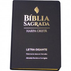 Bíblia Sagrada ARC, Letra Gigante, com palavras de Jesus destacadas, com Harpa Cristã, com mapa, Capa Semi Flexível Preta