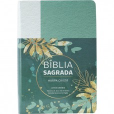 Bíblia Sagrada ARC para Mulher, Letra Grande, com palavras de Jesus destacadas, com Harpa Cristã, Capa Semi Flexível Branca e Verde