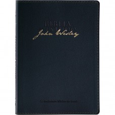 Bíblia Sagrada NAA de Estudo John Wesley, Letra Regular, com mapa, Capa Couro Sintético Azul