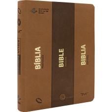 Bíblia Sagrada Trílingue NAA| ESV | RVC de Estudo, Letra Regular, com mapa, Capa Couro Sintético Marrom