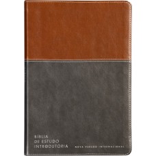 Bíblia de Estudo Introdutória NVI, Letra tradicional, Fonte Leitura Perfeita, Capa luxo Marrom e cinza chumbo