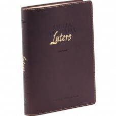 Bíblia Sagrada NAA de Estudo com reflexões de Lutero, Letra Grande, com mapa, Capa Couro Sintético Vinho