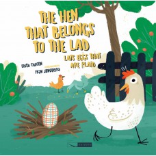 The hen that belongs to the lad lays eggs that are plaid