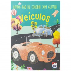 Livro-pad de colorir com Glitter: Veículos