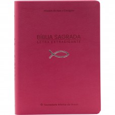 Bíblia Sagrada ARC para Mulher, Letra Extragigante, com palavras de Jesus destacadas, Capa Couro Sintético Rosa