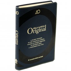 Bíblia Sagrada Almeida Original, Capa Couro Sintético Azul